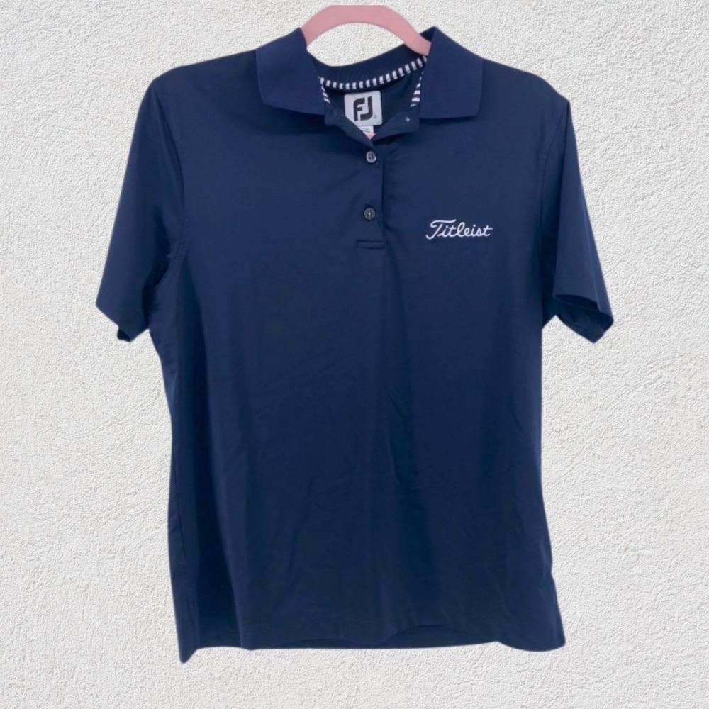 FootJoy Women Medium Golf Polo Titleist FJ Logo Navy Performance Stretch Shirt